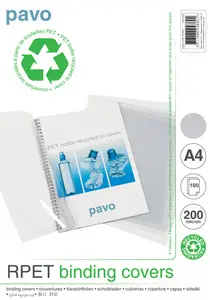 pavo Plats de couverture, A4, rPET, transparent, 0,20 mm