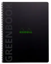 RHODIA Cahier à spirale GREENBOOK, A4+, quadrillé, noir