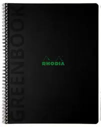 RHODIA Cahier à spirale GREENPAD, A4+, quadrillé, noir