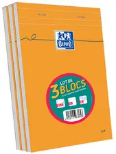 Oxford Bloc-notes, A5, quadrillé, 80 feuilles, lot de 3