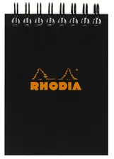 RHODIA Bloc spiralé No. 11, A7, quadrillé 5x5, noir