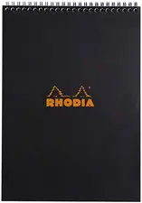 RHODIA Bloc spiralé No. 18, format A4, quadrillé 5x5, noir