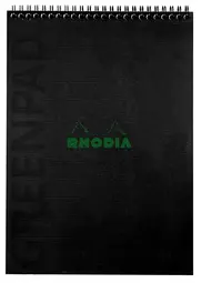 RHODIA Bloc reliure intégrale GREENPAD, A4+, quadrillé, noir
