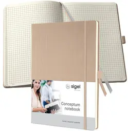 sigel Carnet de notes Conceptum, A4, quadrillé, beige