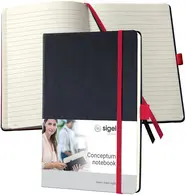 sigel Carnet de notes Conceptum, A5, ligné, noir/rouge
