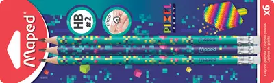 Maped Crayon de papier PIXEL PARTY, avec gomme, blister de 6