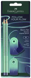 FABER-CASTELL Kit d'écriture GRIP Flow Edition, buzzing blue