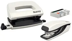 LEITZ Kit mini agrafeuse et perforateur Nexxt WOW, blanc