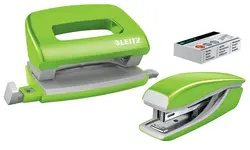 LEITZ Kit mini agrafeuse et perforateur Nexxt WOW, vert
