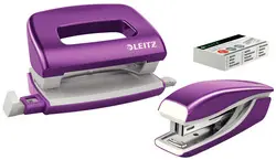 LEITZ Kit mini agrafeuse et perforateur Nexxt WOW, violet