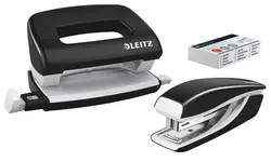 LEITZ Kit mini agrafeuse et perforateur Nexxt WOW, noir