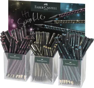 FABER-CASTELL Crayon GRIP SPARKLE Midnight, pot de 3