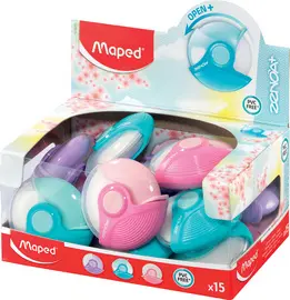 Maped Gomme en plastique Zeona+, blanc, présentoir de 15