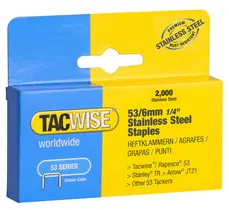 TACWISE Agrafes 53/10 mm, acier inoxydable, 2.000 pièces