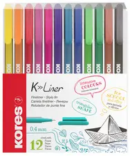 Kores Feutre Fineliner "K-Liner", tracé: 0,4 mm, étui de 12