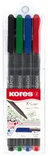 Kores Feutre fineliner "K-Liner", tracé: 0,4 mm, étui de 4