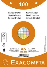 EXACOMPTA Fiches bristol, A5, quadrillé, assorti