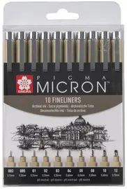 SAKURA Feutre pointe fine PIGMA MICRON, étui de 10, noir