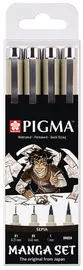 SAKURA Fineliner PIGMA MICRON Manga Set, sepia, 4er Etui