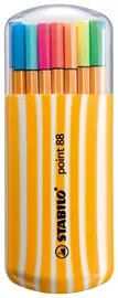 STABILO Feutre à pointe fine point 88, étui rayé fluo de 20