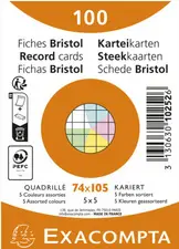 EXACOMPTA Fiches bristol, A7, quadrillé, assorti