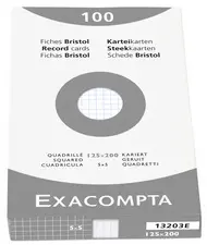 EXACOMPTA Fiche bristol, 125 x 200 mm, quadrillé, coloré