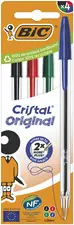 BIC Stylo à bille Cristal Original, boîte carton de 4