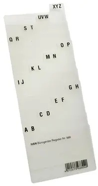 HAN Index alphabétique A-Z, PP, A8 paysage, translucide, 12