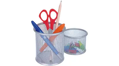 WEDO Set de pots à crayons Office, argent, en fil de fer