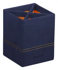 RHODIA Pot à crayons, en similicuir, bleu nuit