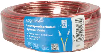 LogiLink Câble pour haut-parleurs, 2 x 2,5 mm2, 50 m