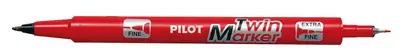 PILOT Marqueur permanent Twin Marker, extra fin, rouge