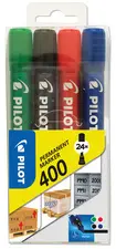 PILOT Marqueur permanent 400, pointe biseauté, étui de 4