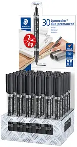STAEDTLER Lumocolor Marqueur permanent duo, présentoir de 30