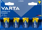VARTA Pile alcaline Longlife Power, Baby (C), 4 pièces