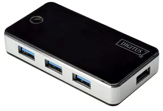 DIGITUS Hub USB 3.0, 4 ports, bloc d'alimentation incl, noir