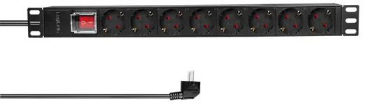 LogiLink Bloc multiprise 19", 8 prises, avec interrupteur