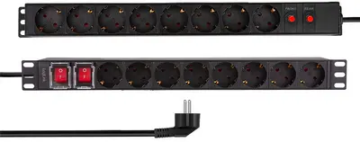 LogiLink Multiprise 19" 16 prises, parasurtenseur, noir