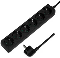 LogiLink Multiprise, 6 prises, sans interrupteur, noir