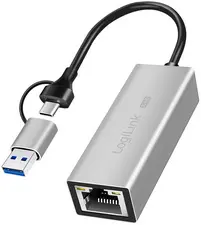 LogiLink Adaptateur réseau Ethernet USB vers RJ45, gris
