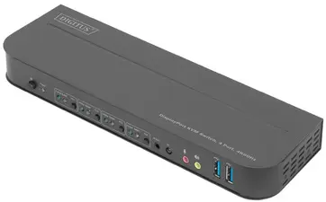 DIGITUS Commutateur KVM, 4 ports, 4K60Hz, 4x entrées DP,
