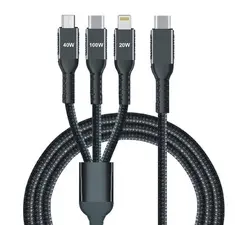 IWH Câble de charge 3 en 1, USB-A-Lightning/Micro USB/USB-C