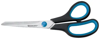 WESTCOTT Ciseaux Easy Grip, longueur: 140 mm, bleu/noir