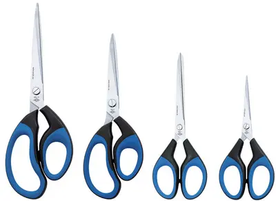 WEDO Ciseaux Soft-Cut, pointu, longueur: 255 mm, noir/bleu