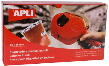 APLI Pince à étiqueter 101419, rouge, 2 lignes