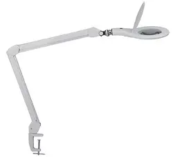 MAUL Lampe loupe à LED MAULmakro, pied de serrage, blanc