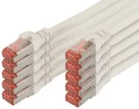 DIGITUS Câble de brassage Cat.6, S/FTP, 0,25m, par 10, blanc