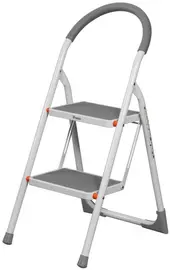Bradas Escabeau pliable en acier, 3 niveaux, blanc/gris
