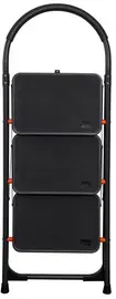 Bradas Escabeau pliable en acier, 3 niveaux, noir