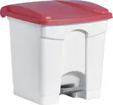 helit Poubelle à pédale "the step", 30 litres, blanc/rouge